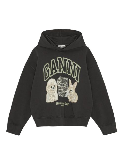 GANNI Felpa con cappuccio e logo animals Ganni | T4270PHANTOM 252